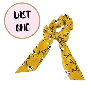 Mustard Yellow Daisy Scrunchie Hair Tie Scarf